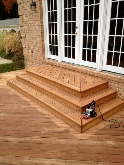 Marc’s on the Glass Wood deck stripping, sanding, cleaning, sealing in Chesterfield, VA